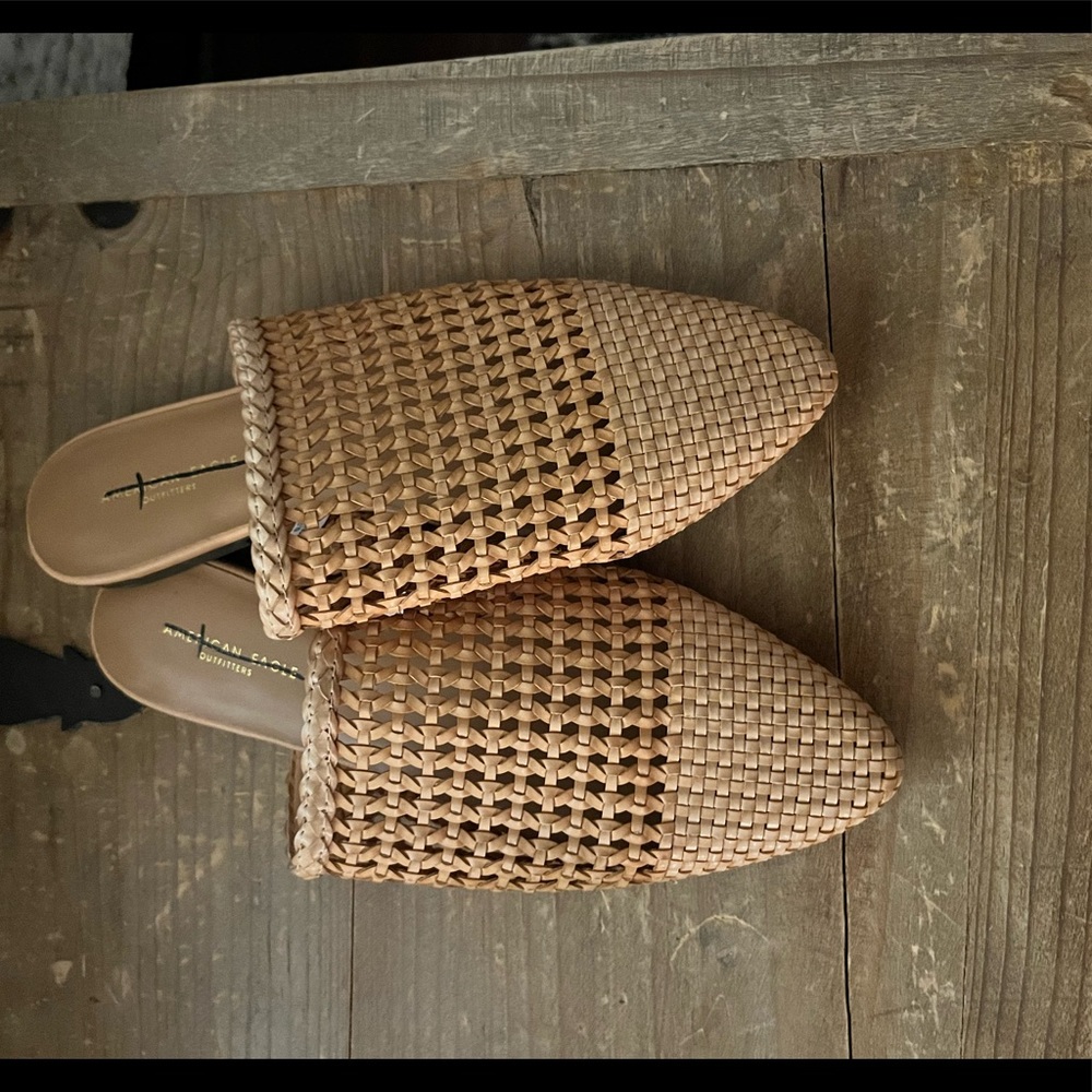 American eagle woven leather mules